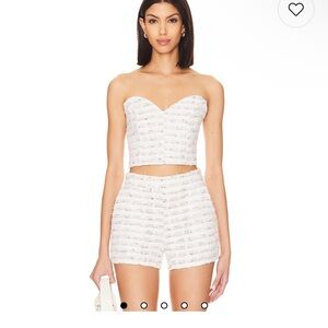 NWT Misa Los Angeles Astor Bustier in Winter White and shorts - bundle